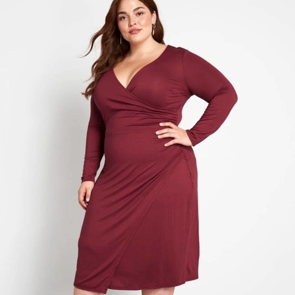 ModCloth Knit On The Town Faux Wrap Dress 3X